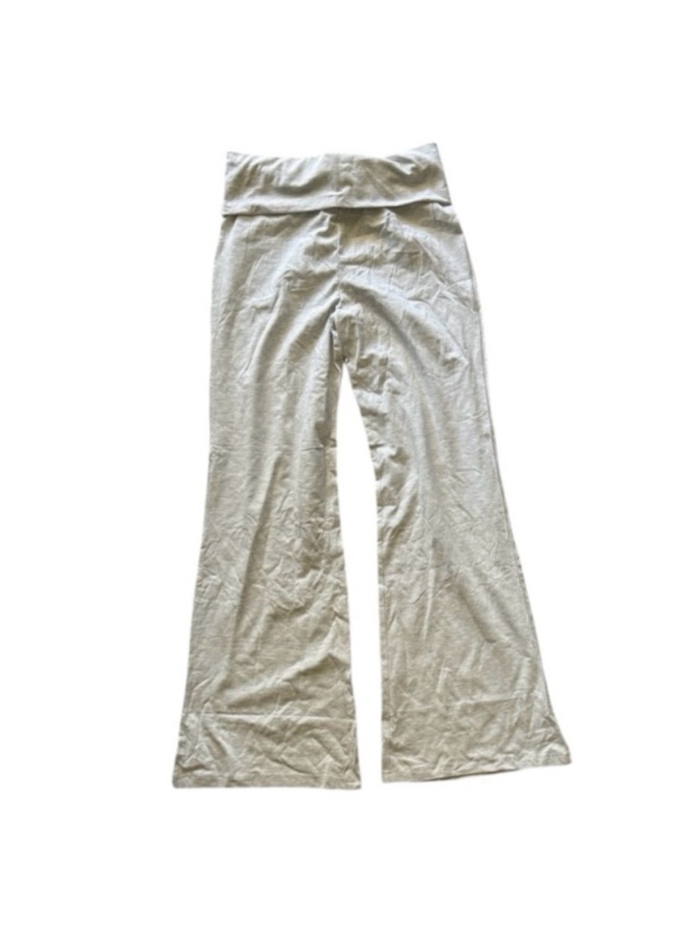 Women’s Fold-Over Waist Flared Leggings in Light Gray size S